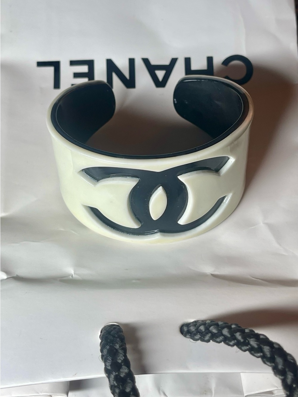 Designer Logo Cuff Bracelet with a Chanel Gift Bag
